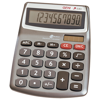 10-digit desktop calculator with dual power (solar and battery)