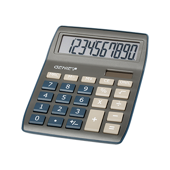 10-digit desktop calculator with dual power (solar and battery), dark blue