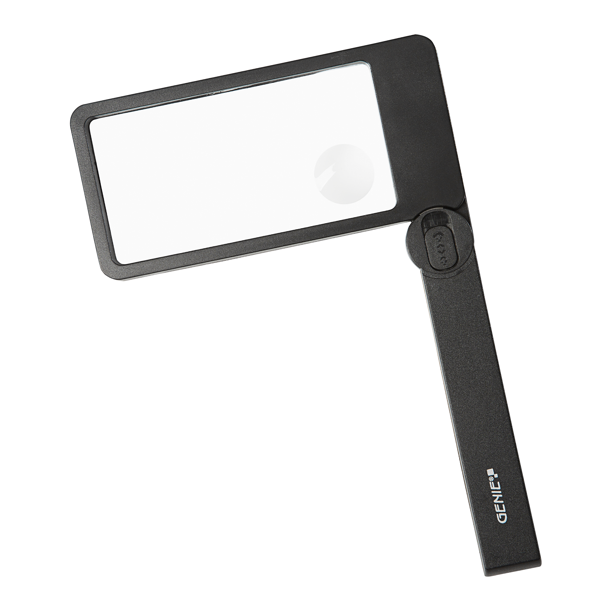 Rectangular magnifier lens with LED lighting and foldable handle