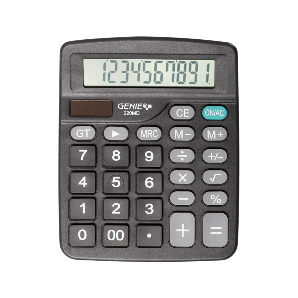 10-stelliger Tischrechner mit Dual-Power (Solar und Batterie)